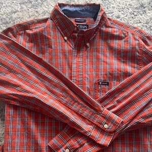 Chaps Men's Orange Plaid Button Down Shirt